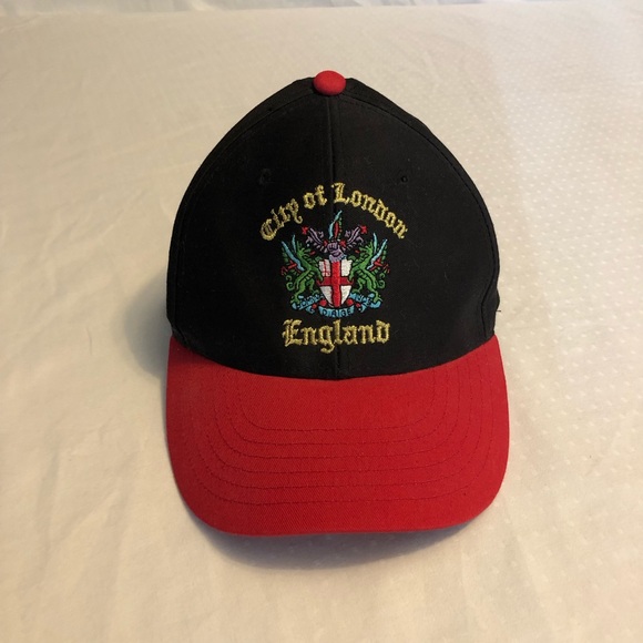 City of London England Baseball Cap Adjustable Black and Red 100% Cotton NWOT - Picture 1 of 5